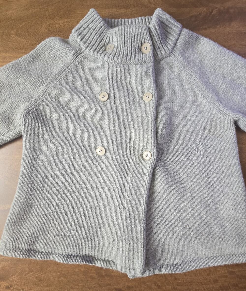 Cropped Wool Cashmere Sweater Light Blue Gray Women Medium